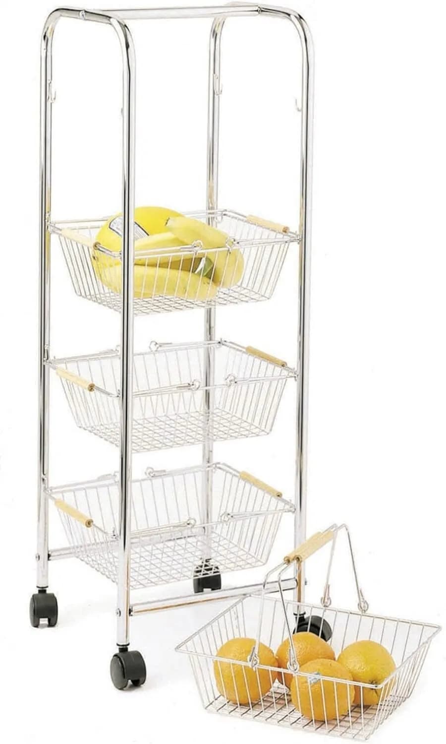 KitchenCraft Kitchen Trolley on Wheels with 4 Removable Vegetable Storage Basket