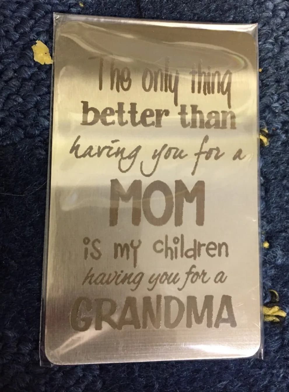Mum Mom Grandma Card Engraved Wallet Card Gift Silver present Mother's Day etc