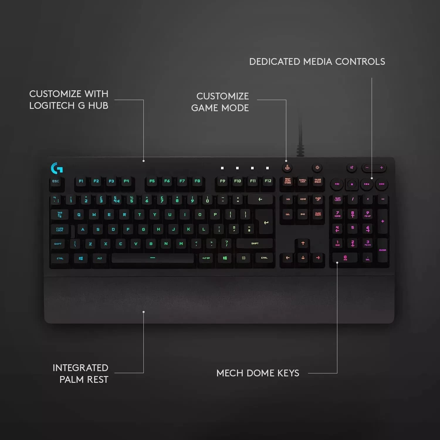 Logitech G213 Prodigy Gaming Keyboard with RGB Tactile Mech-Dome Keyswitches