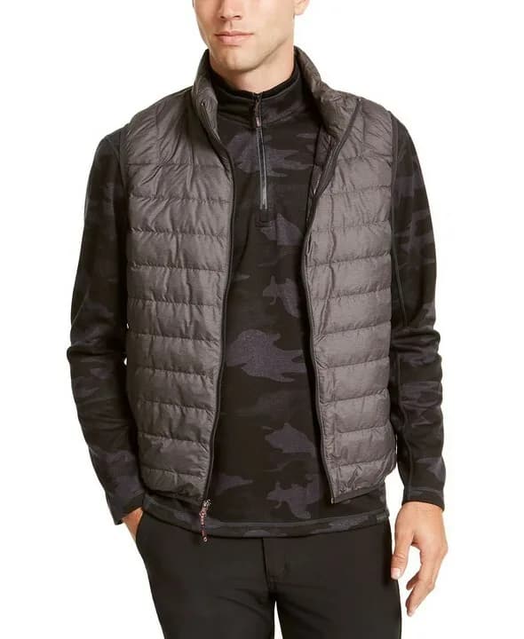 Hawke & Co Men's Lightweight Down Packable Puffer Vest Dark Grey Sleeveless