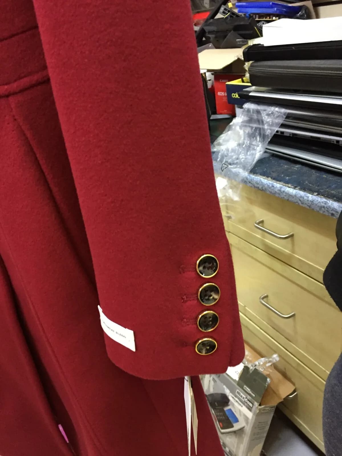 ANNE KLEIN WOMEN'S SINGLE-BREASTED CLUB-COLLAR COAT RED/MAROON UK SIZE 4