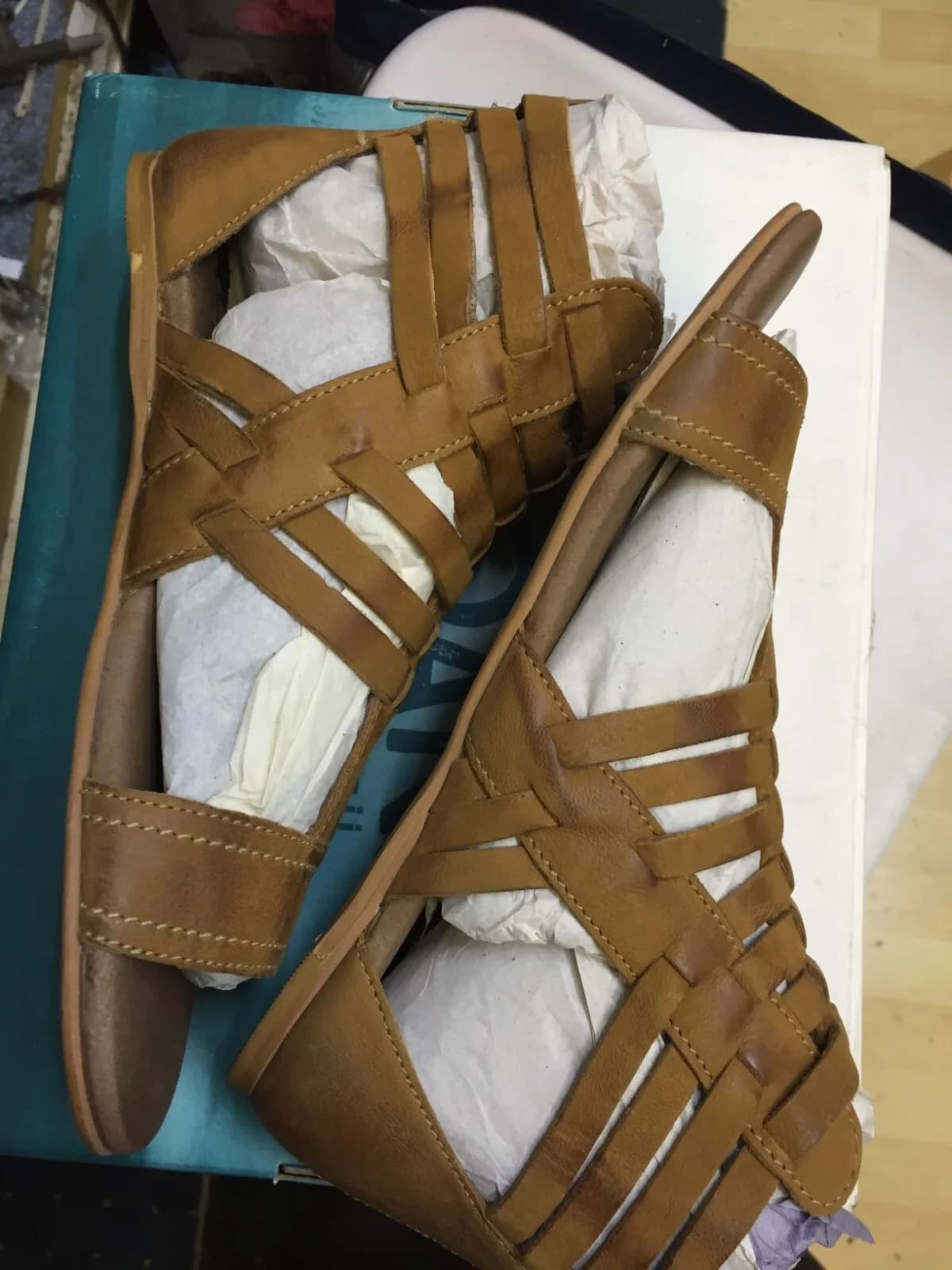 NEW Roan Bed Stu BEE BOSCO Leather Gladiator Cage Sandals Shoes UK 3.5 BROWN