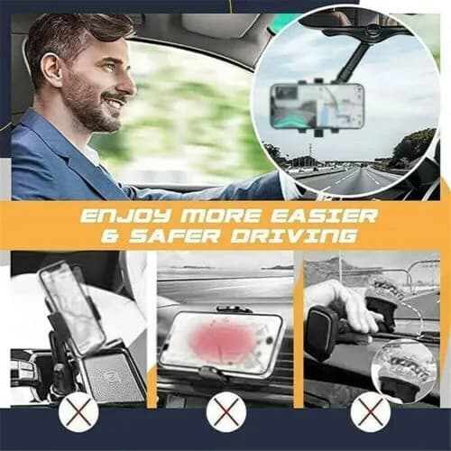 2022 Car Rear View Mirror Mount 360° Phone Holder Bracket GPS Cradle Accessories