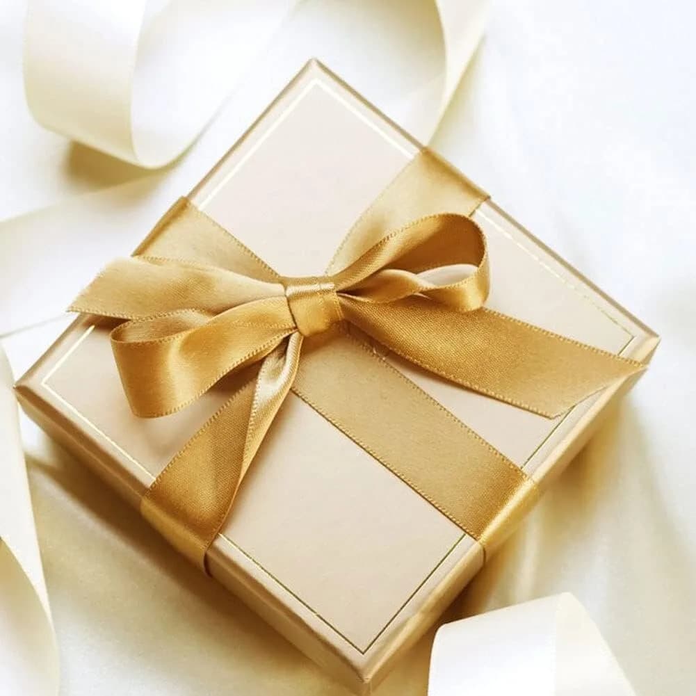 Double Faced Gold Satin Tying Ribbon 10mm, 23 Meters Solid Color Xmas Gift Wrap
