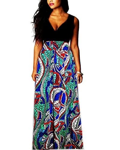 Roiii Vintage Women Summer Boho Floral Long Casual Party Plus Size Maxi Dress