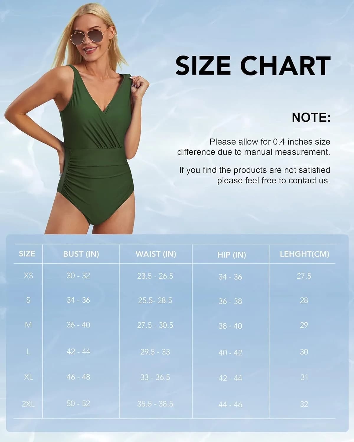 JOYSPELS Womens Swimsuit Tummy Control V Neck One Piece Bathing Suit High Waist