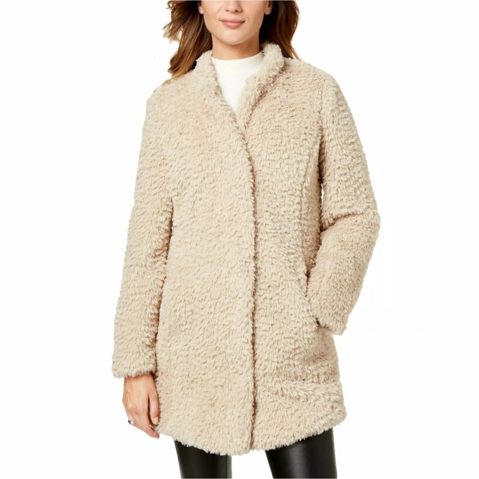 Kenneth Cole New York Women's Mid Length Snap Faux Fur Coat XL