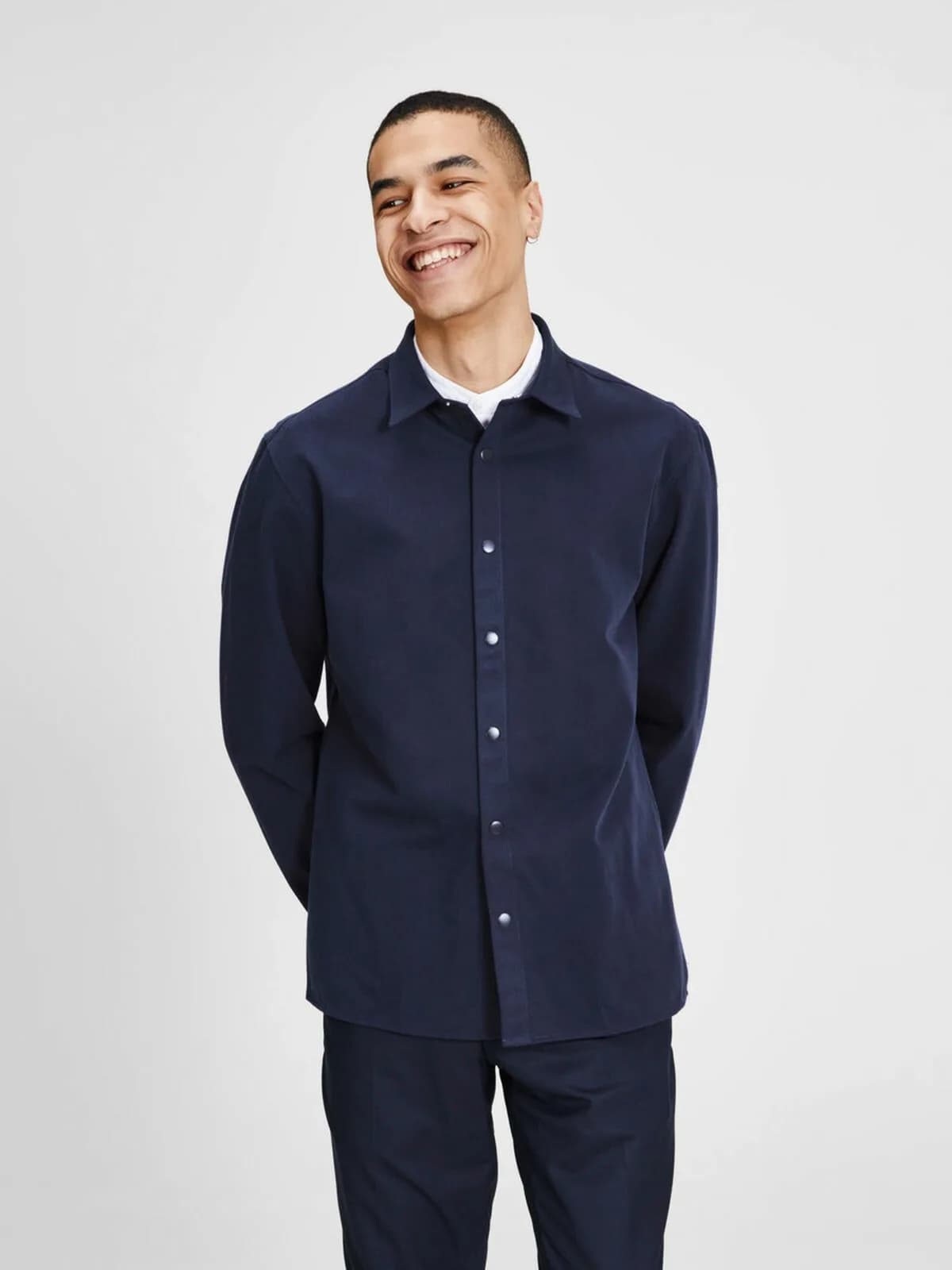 MENS JACK & JONES MINIMALIST LONG SLEEVE SHIRT NAVY L/42
