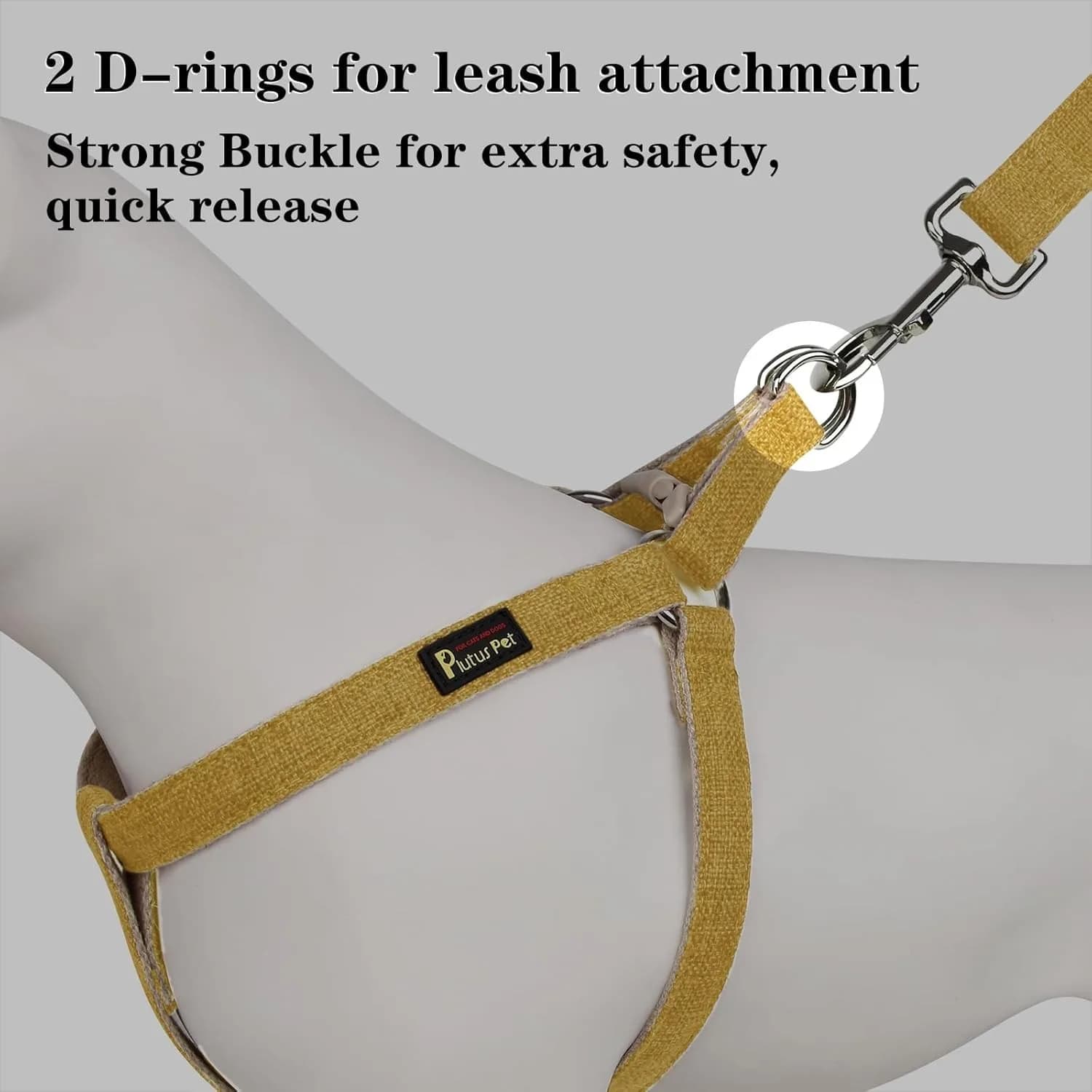 Plutus Pet Cotton Hemp Step In Dog Harness, Sustainable, yellow M