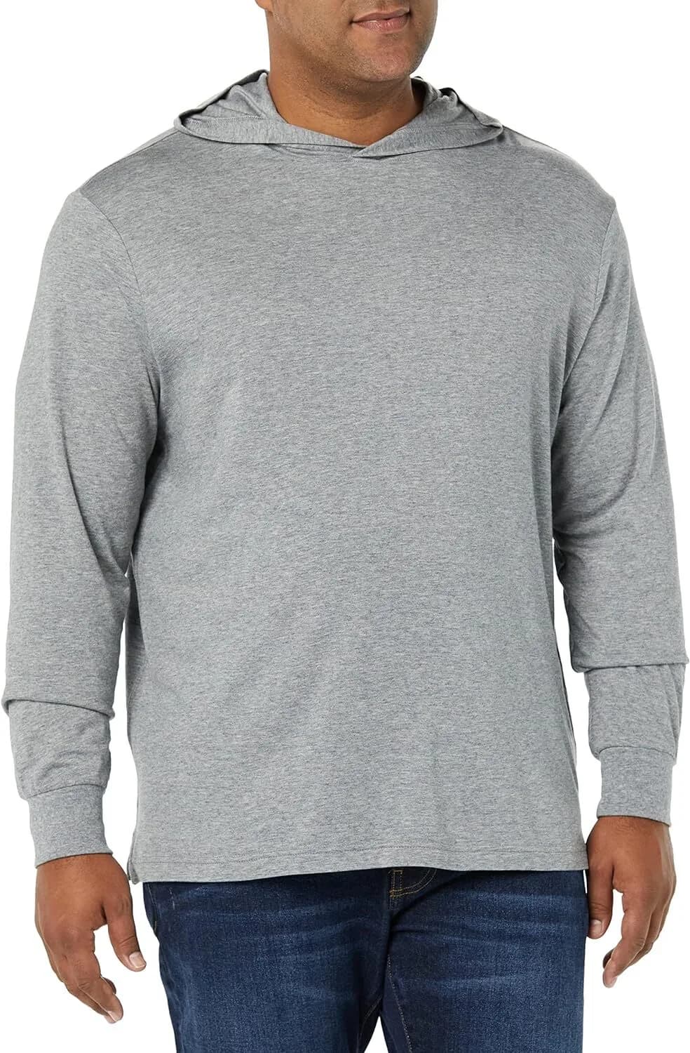 Amazon Aware Men's Regular Fit Light Weight Long-Sleeved Hoodie Grey Khaki Brown