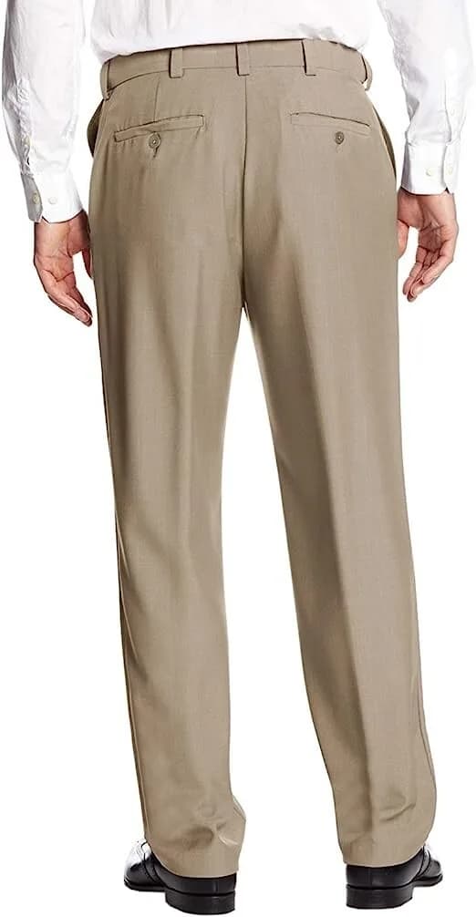 Haggar Men's ECLO Stria Expandable-Waist Flat Front Dress Pant's trousers