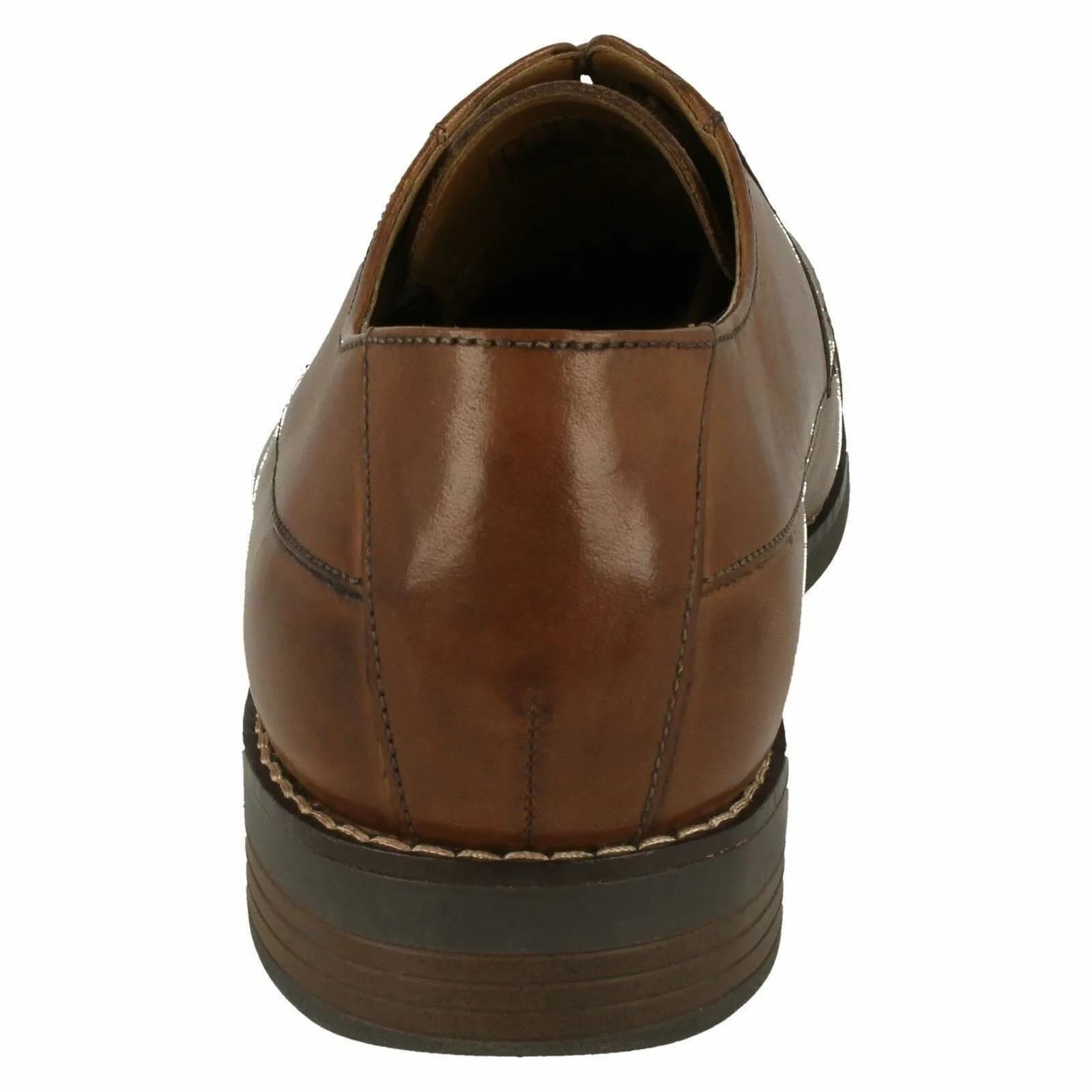 MENS CLARKS BECKEN CAP LACE UP SMART CLASSIC TOE CAP LEATHER FORMAL SHOES TAN 7H