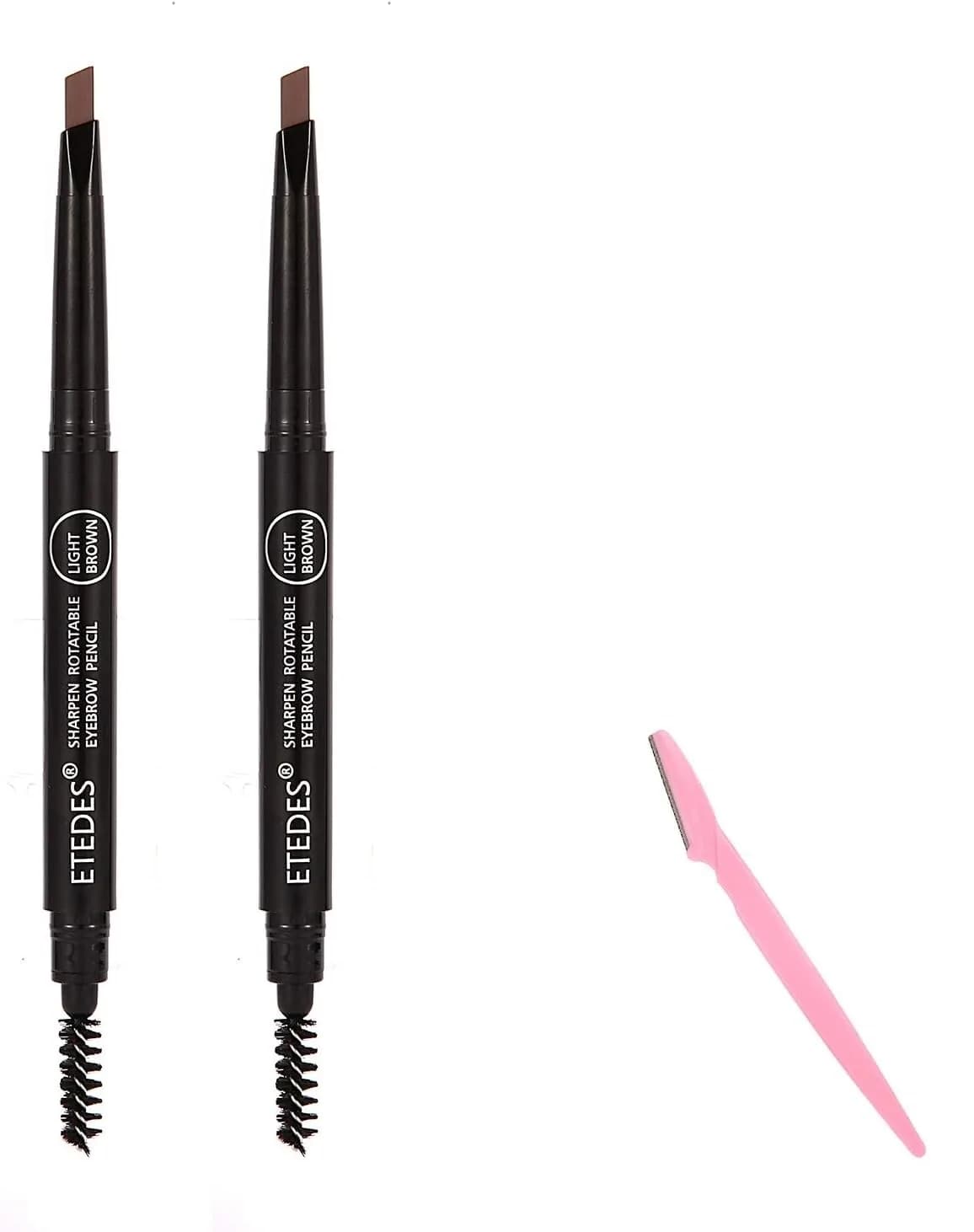OULISI 2 PACK EYEBROW PEN 04 SOFT LIGHT BROWN WITH 1 RAZOR FILL & FLUFF ROTATE