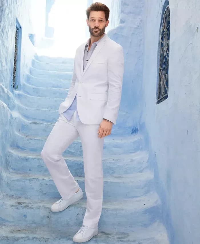 INC Men's Linen Blend Blazer, Created for Macy's Stone Block US XL RRP $79.99