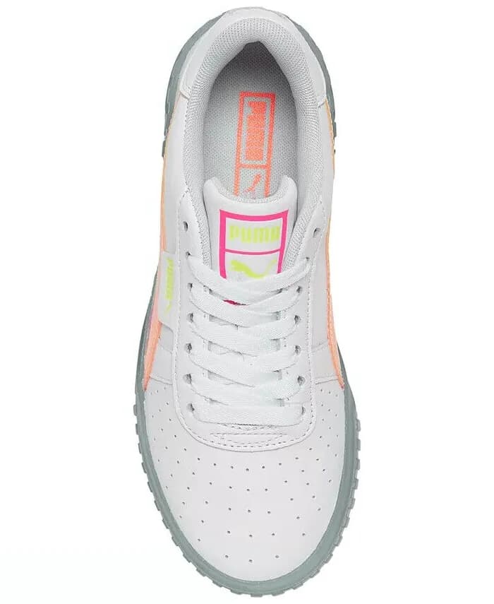 Women's Puma Cali Neon Ice white rainbow striped lace-up sneakers Rare White