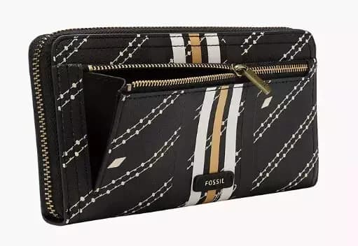 Fossil Women's Jori RFID Flap Clutch Black Wallet