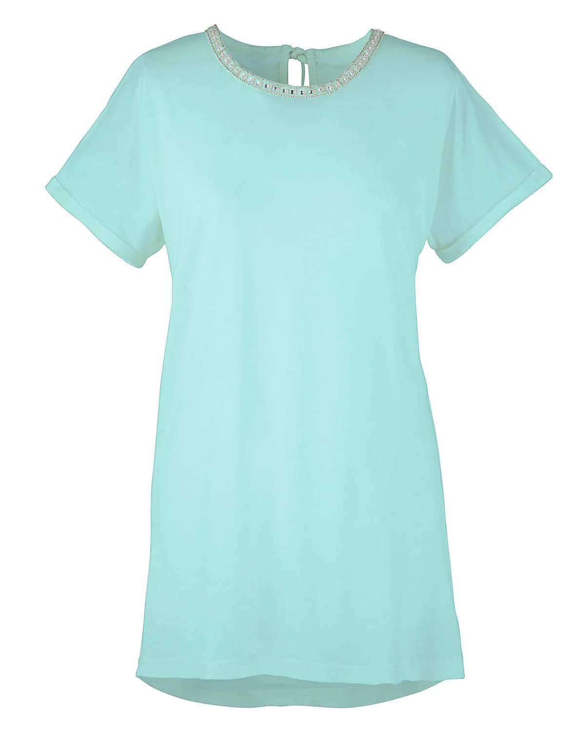 Marisota Mint Green Embellished Linen Blend Summer Tunic Top Blouse plus size 16