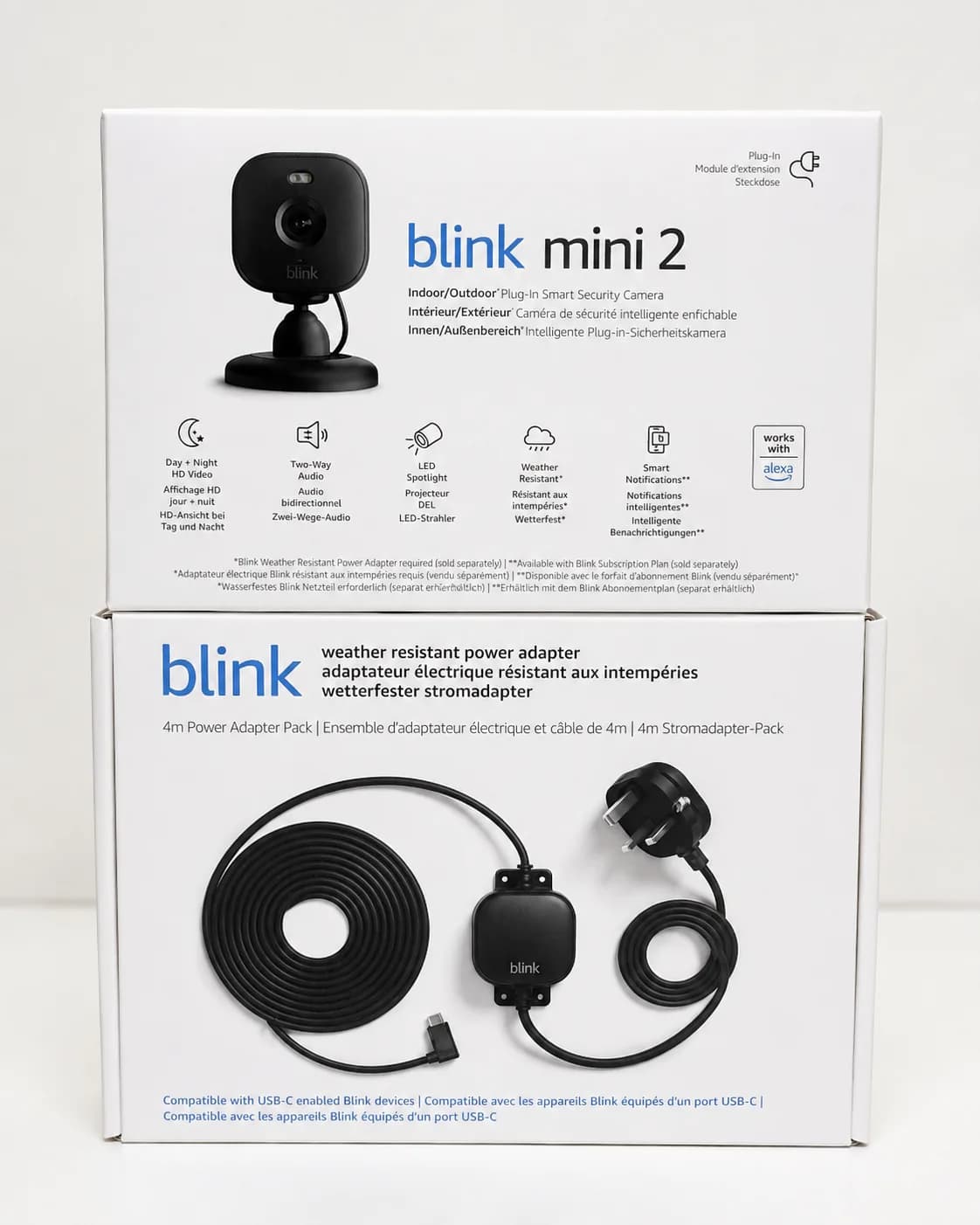 Blink Mini 2 Security Camera & Weather Resistant Adaptor - Black Wifi