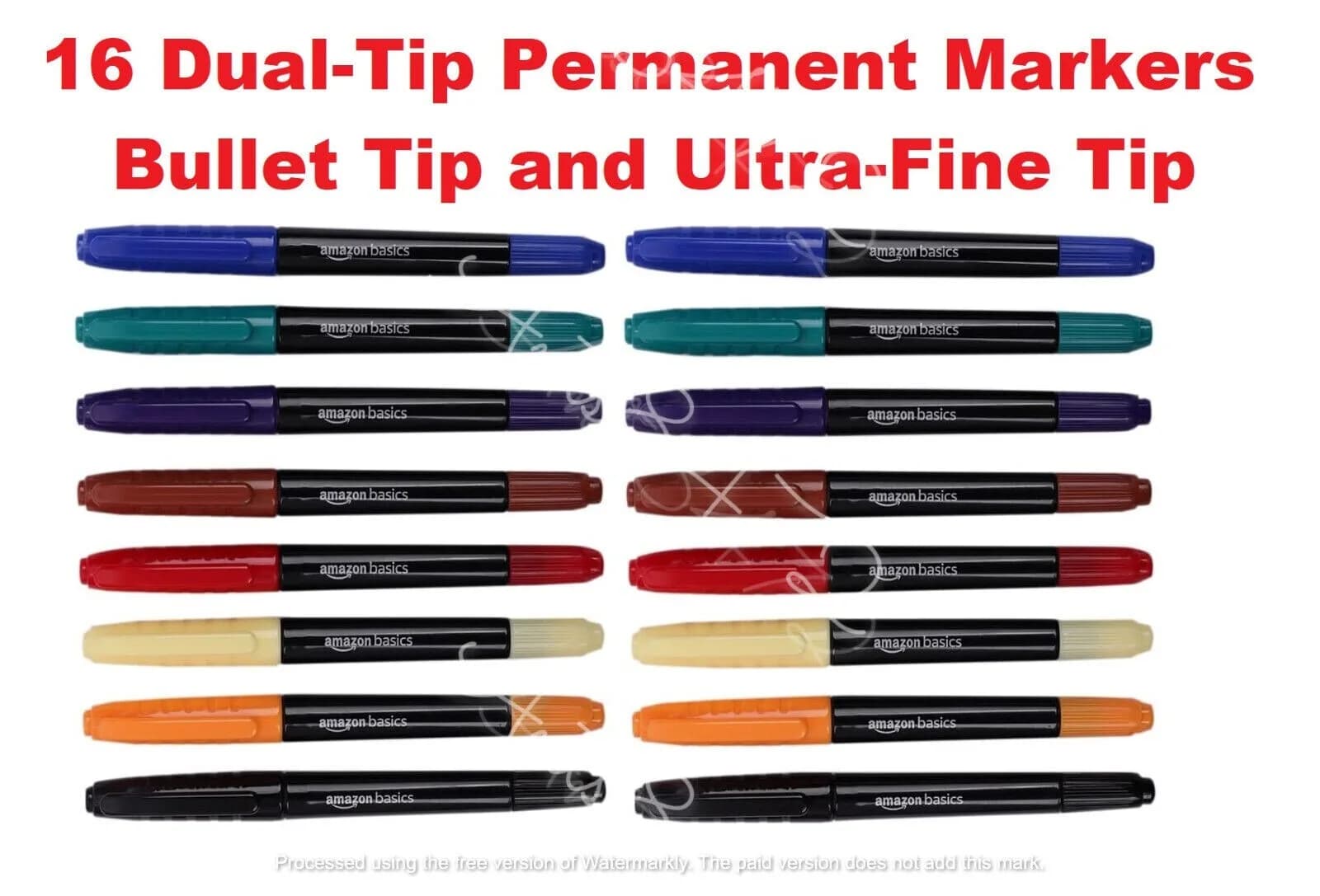 Amazon Basics Dual-Tip Permanent Markers Bullet Tip and Ultra-Fine Tip 8 pk Pens