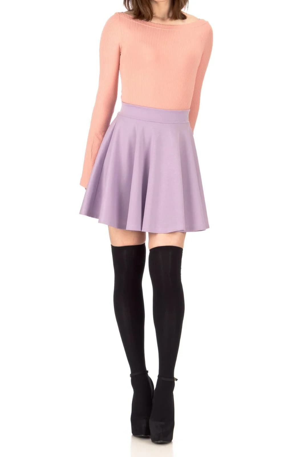 SUPER-versatile Elastic Waist A-line Full Flared Circle Swing Skater Mini Skirt
