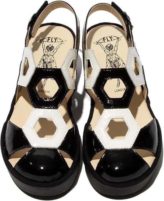Fly London Women's Trul582fly Sandal Black & White EU 41 UK (8)