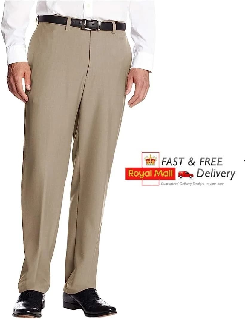 Haggar Men's ECLO Stria Expandable-Waist Flat Front Dress Pant's trousers