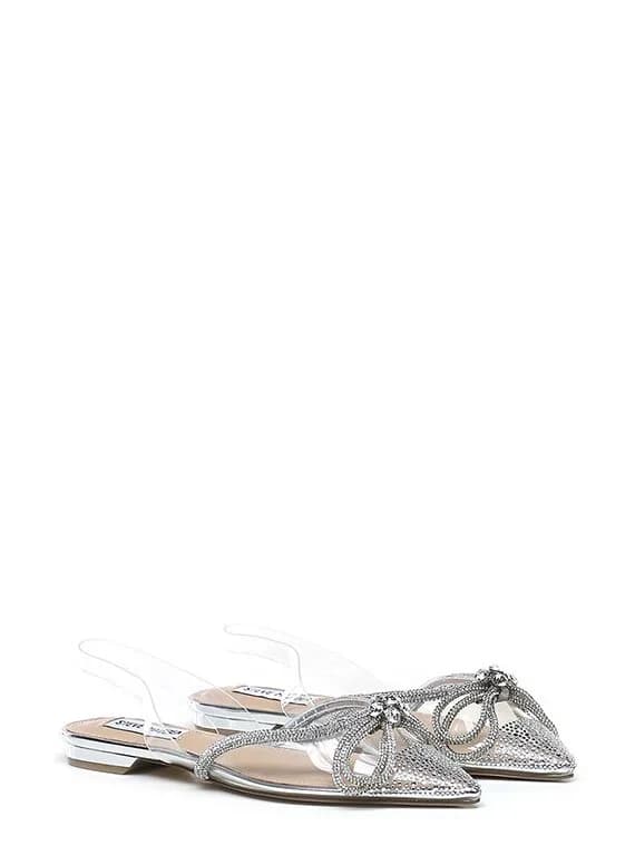 Steve Madden Women's Clear Pointed Flats, Bedazzled with Bow uk 2.5