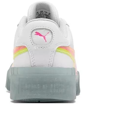 Women's Puma Cali Neon Ice white rainbow striped lace-up sneakers Rare White