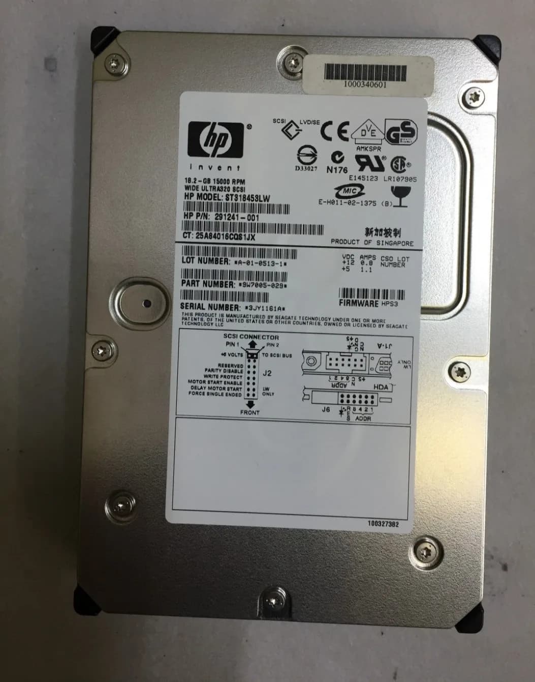 HP SCUZZY HDD HARD DRIVE ST318453LW 18.2GB 1500 RPM SCSI 68 PIN HP PART 291241-