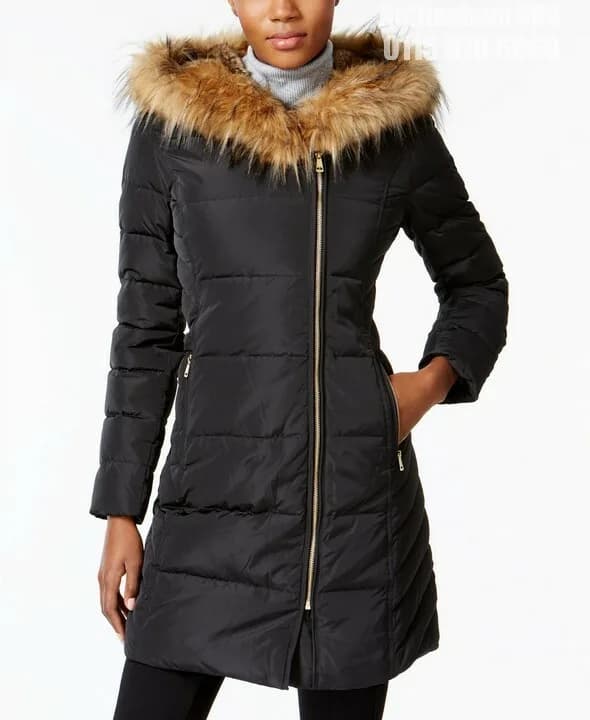 WOMEN’S COLE HAAN WINTER AUTUMN FEATHER & DOWN PUFFER JACKET WITH HOOD BLACK