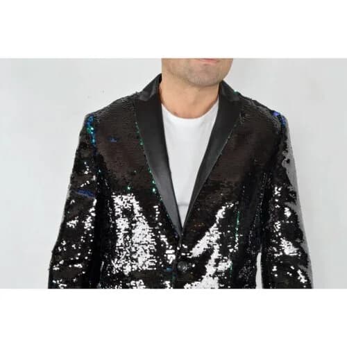 INC International Party DJ Teal Combo Black sequin jacket MEN'S XXL