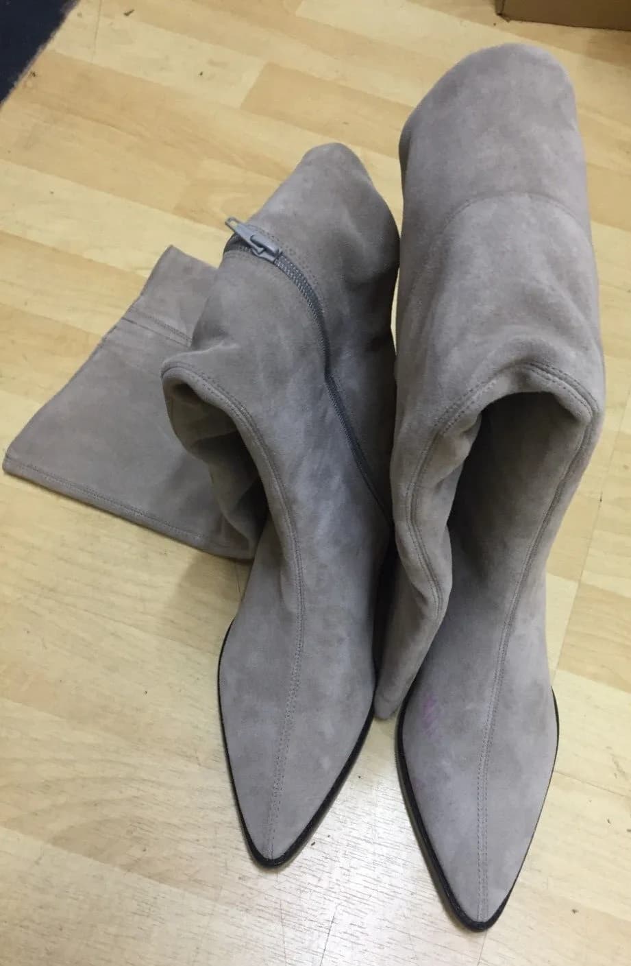 Free People Matisse Charmer Over-The-Knee Boots UK size 4.5 Light Grey Suede