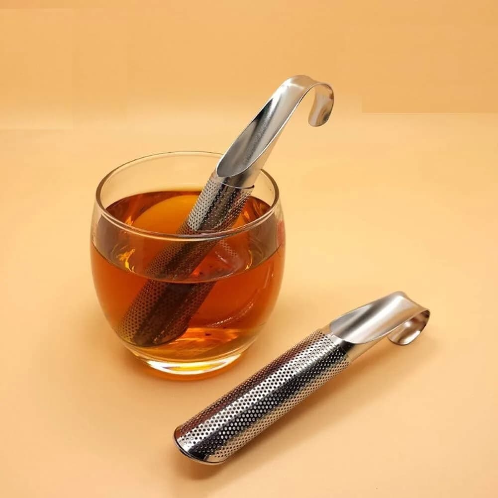 2pcs Hook Tea Stick Infuser Diffuser Strainer Filter Mesh loose Tea Herbs Steel