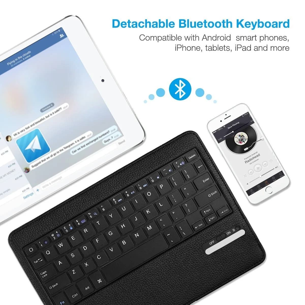 iPad Keyboard Case, Poweradd Bluetooth iPad Keyboard Folio Smart Case w/ Removab
