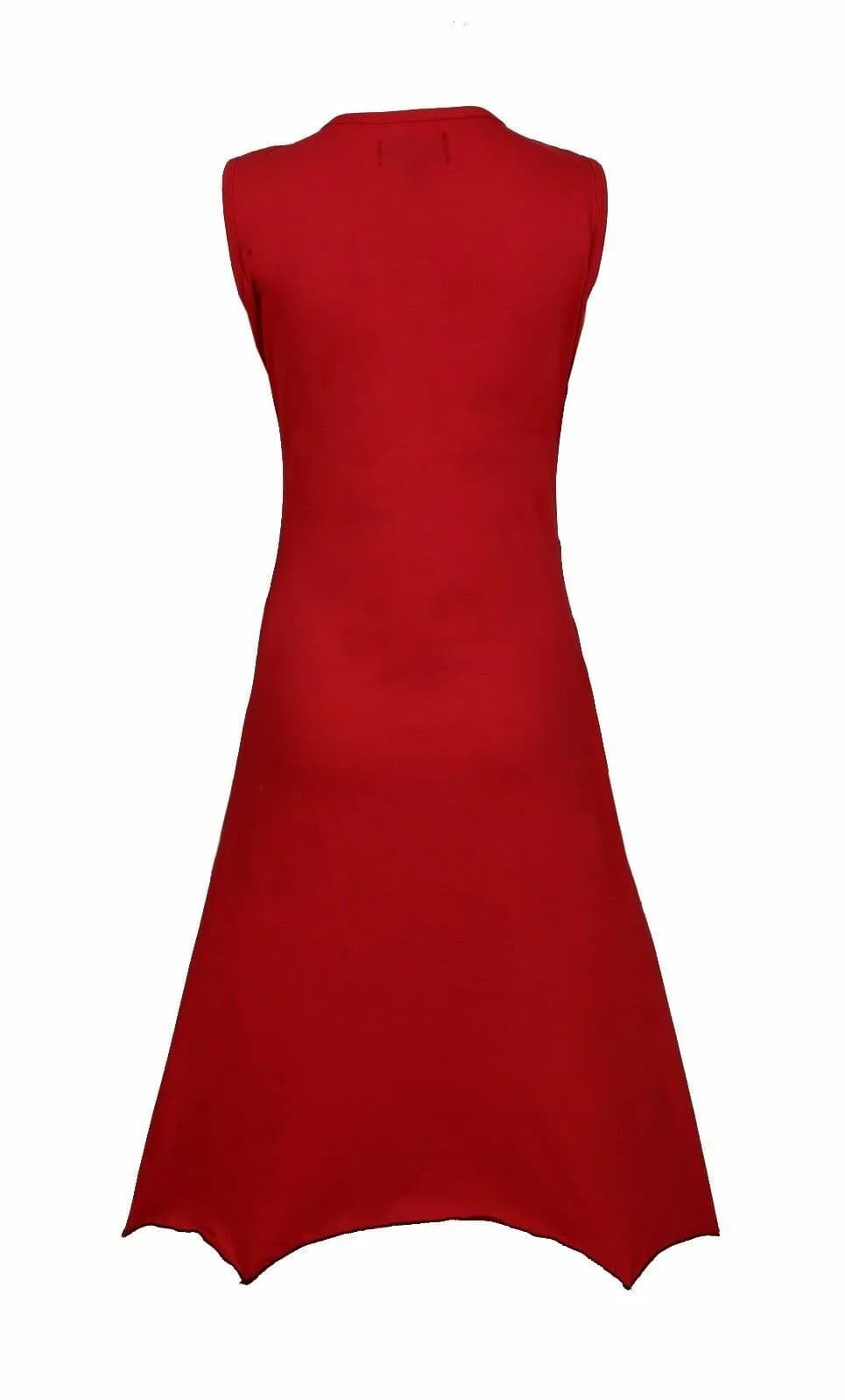 TATTOPANI WOMEN SUMMER SLEEVELESS V-NECK DRESS WITH COLORFUL PRINTS L