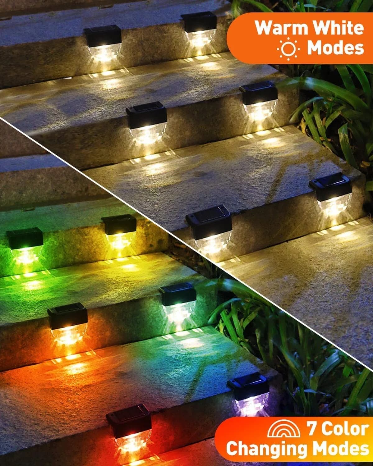 Solar Lights Outdoor 4 Pack Solar Fence Step Lights IP65 Waterproof Solar Multi