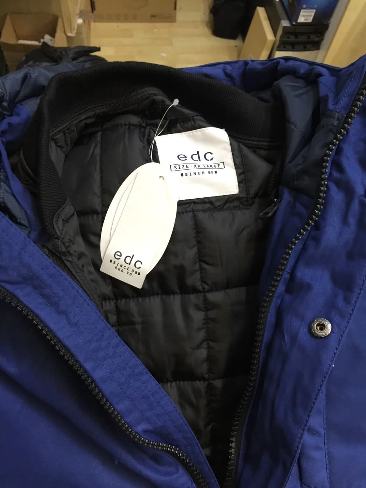 Esprit 2in 1 Padded Quilted Winter Jacket Blue XXL RRP $179.99