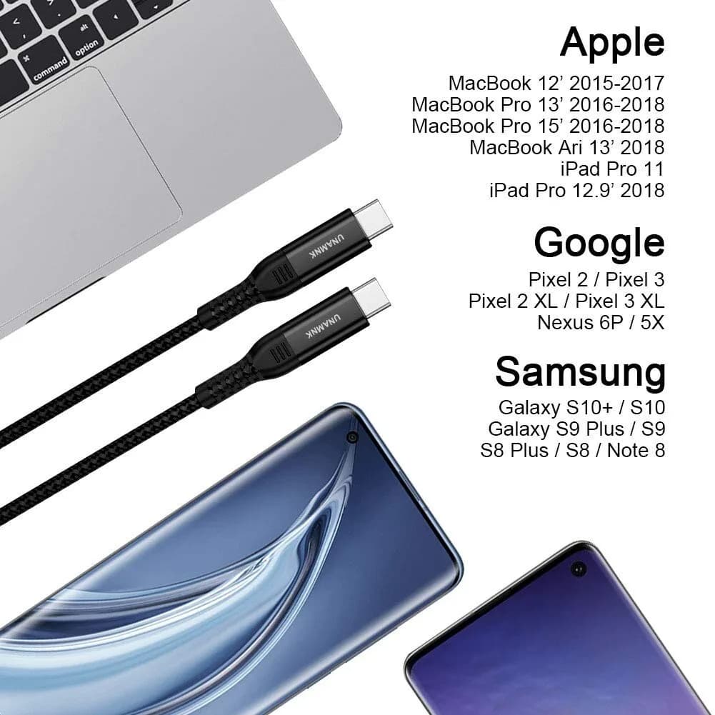 USB C TO USB C CHARGER CABLE 2M TYPE C FAST CHARGE 60W MACBOOK SAMSUNG ETC