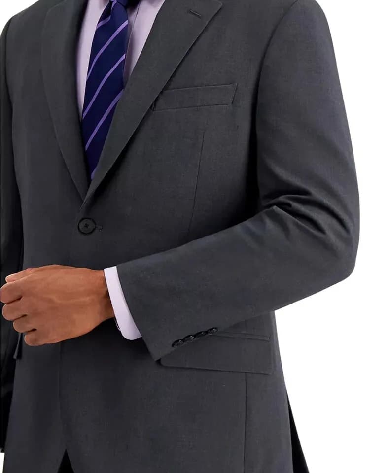 Nautica Men's Modern-Fit Bi-Stretch Charcoal Charbon Suit Jacket 44S, RRP $395