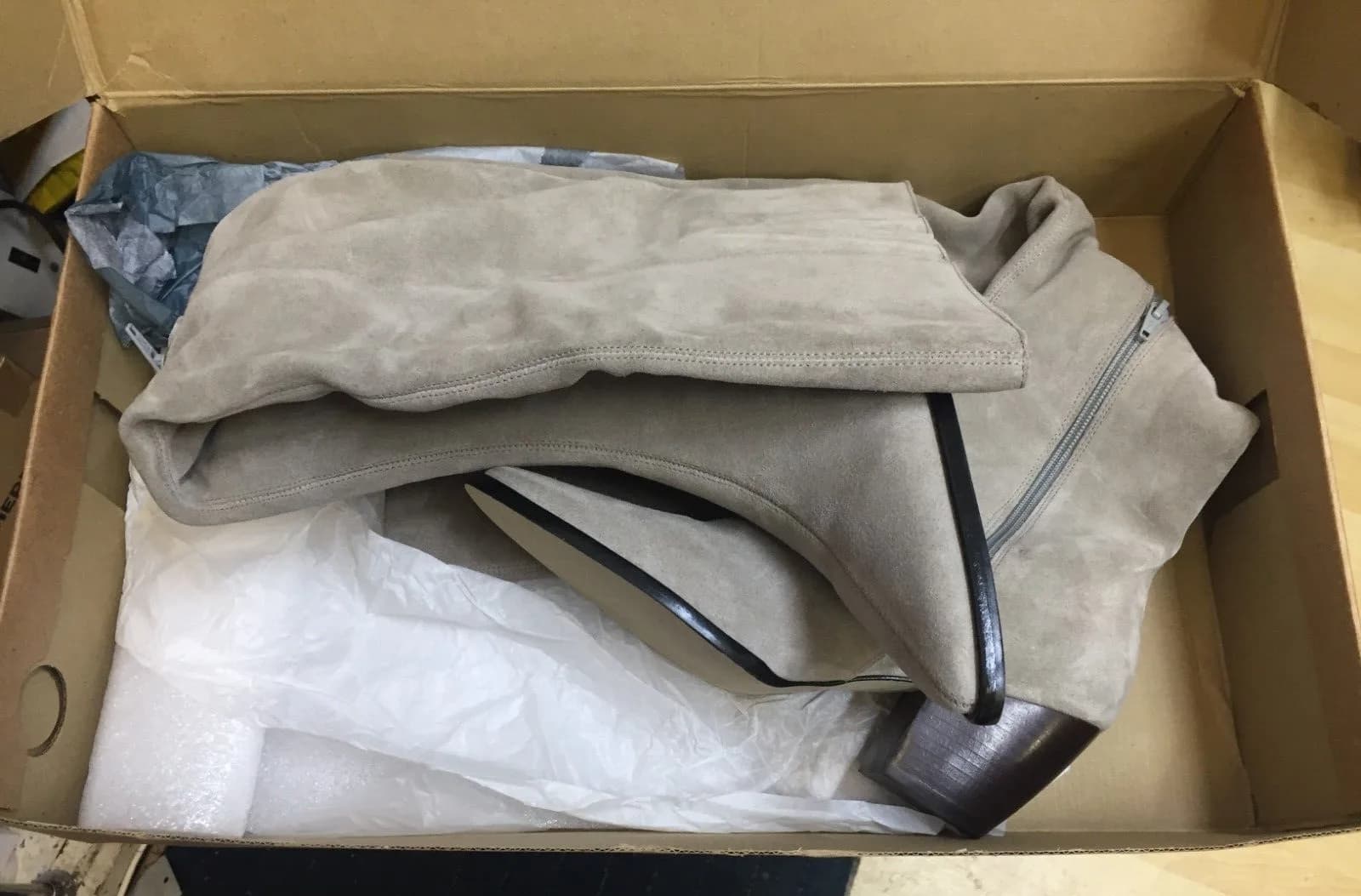 Free People Matisse Charmer Over-The-Knee Boots UK size 4.5 Light Grey Suede