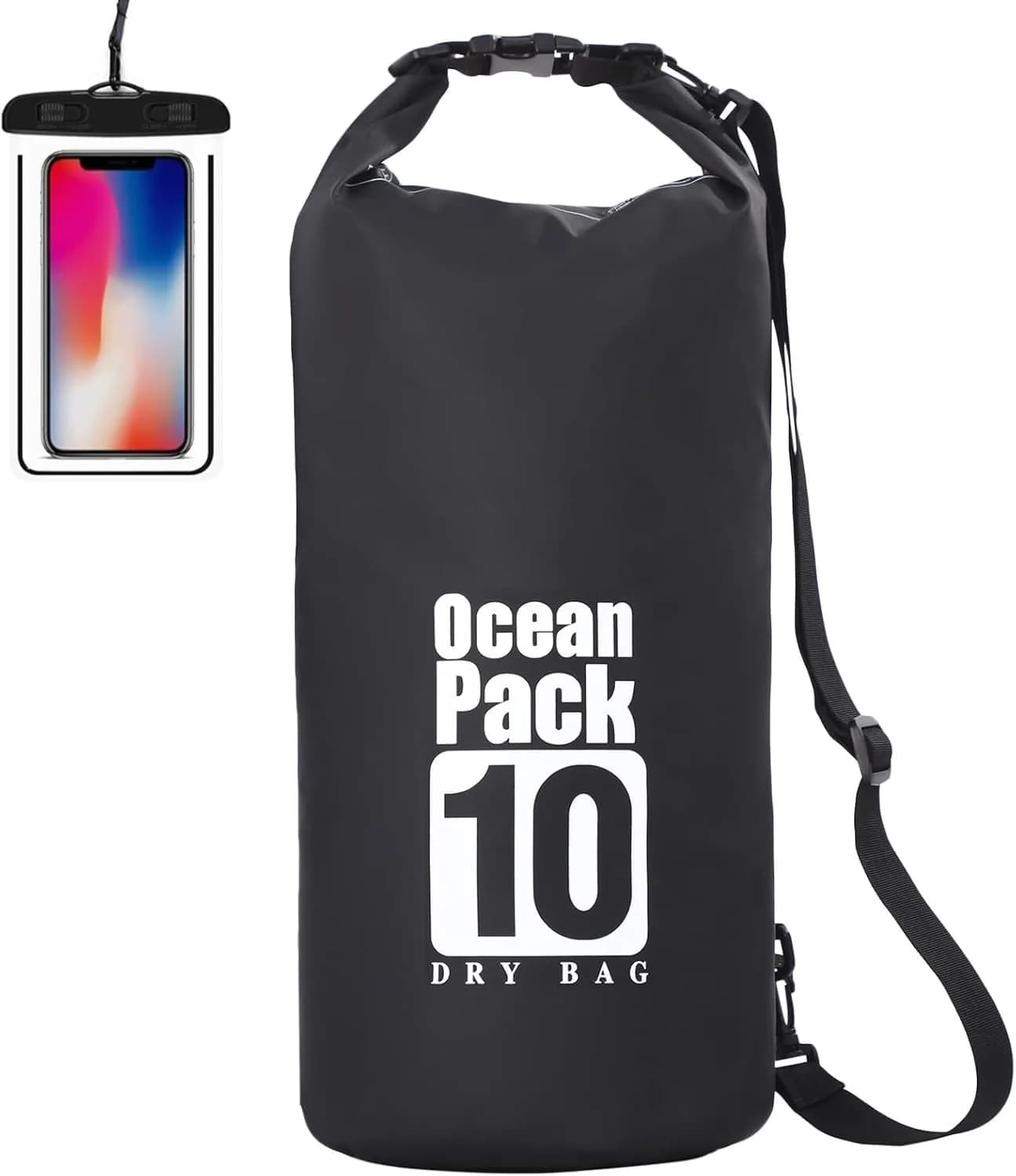 Dry Bag Waterproof, 20L Dry Sack with Adjustable Shoulder Strap and Phone Pouch