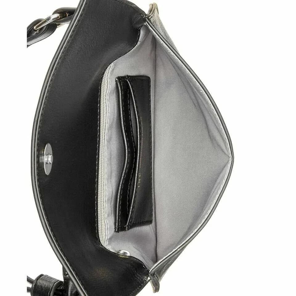 INC International Concepts Womens Quiin Black Studded Vegan Crossbody Bag