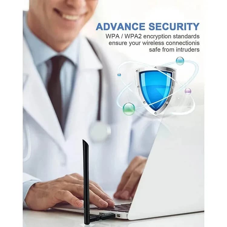Maxesla 1200MBPS High Speed WIFI Adapter USB Dongle 5G High Gain Antenna Dual Ba
