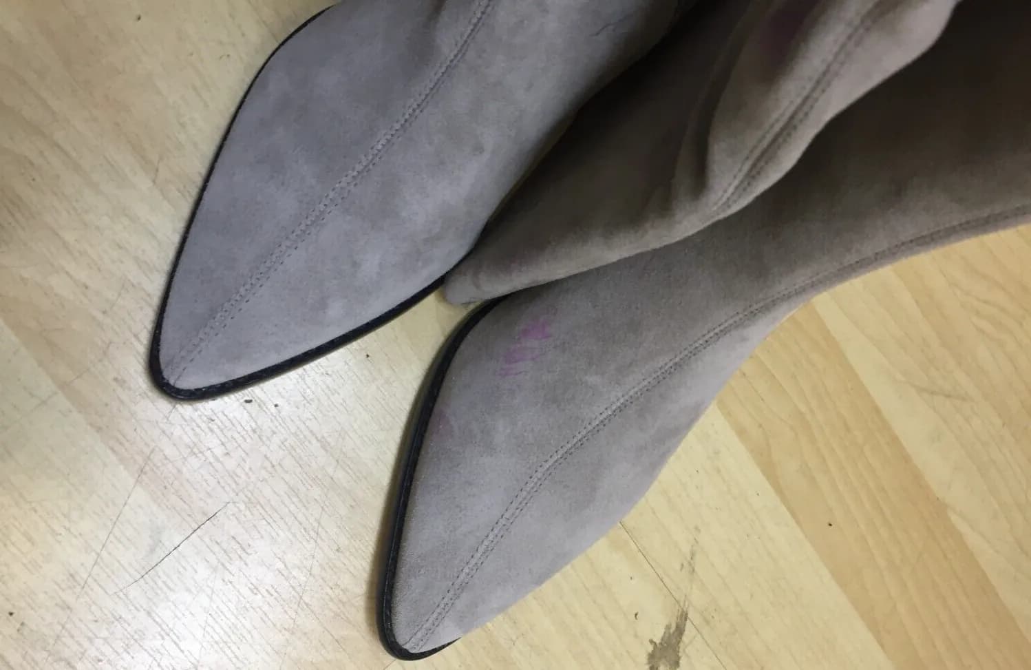 Free People Matisse Charmer Over-The-Knee Boots UK size 4.5 Light Grey Suede