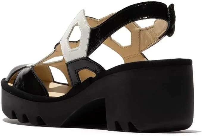 Fly London Women's Trul582fly Sandal Black & White EU 41 UK (8)