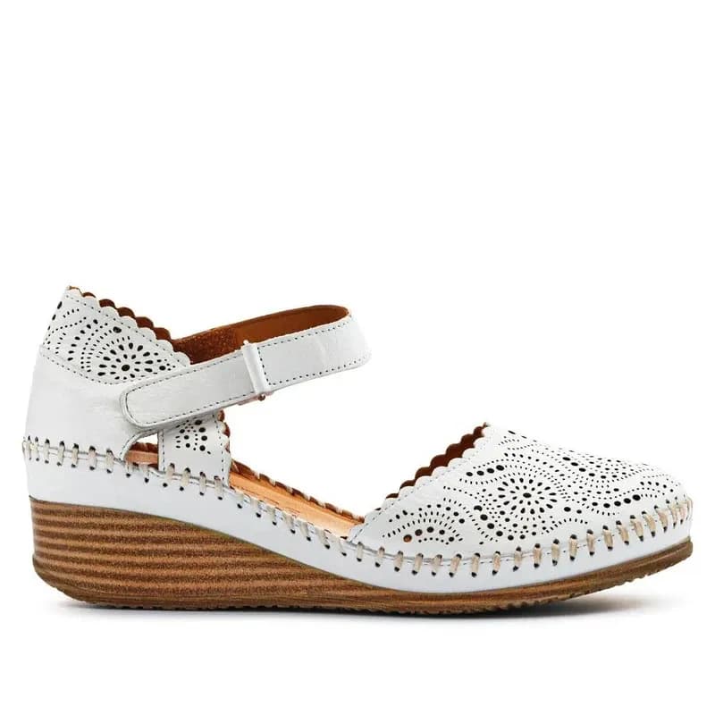 Women's Pavers Casual Leather Touch Fasten Mary Janes - White