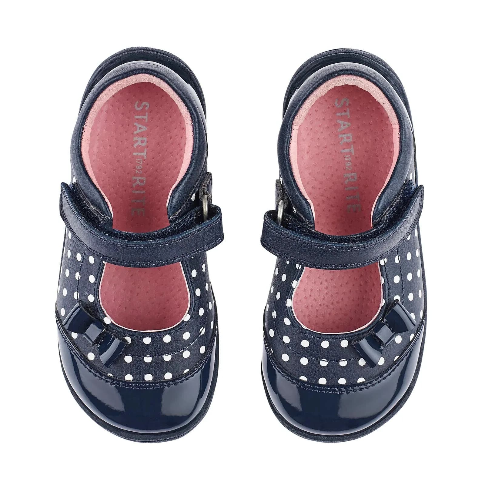 START-RITE TWIZZLE NAVY POLKA DOT SHOES KIDS 4F EU 20