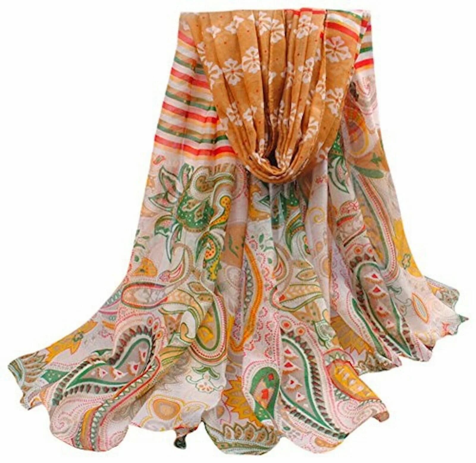 CJ Apparel Women's Brown & Green Multi Color Pashmina Shawl Scarf Wrap
