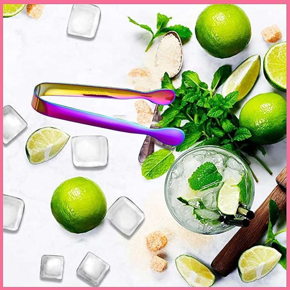 6 Pcs Ice Sugar Tongs,Multicolour U Shaped Ice Tongs Stainless Steel Candy Tongs