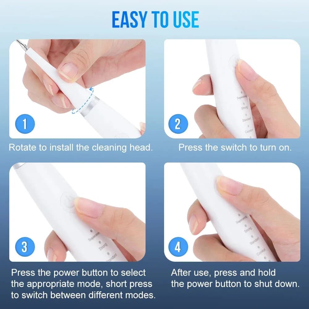 6 In1 Ultrasonic Electric Dental Scaler Tooth Stain Calculus Plaque Remover Tool